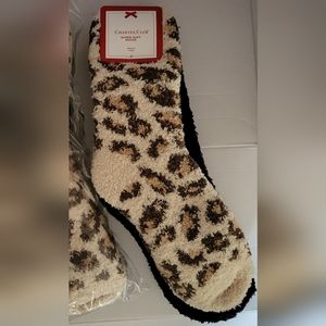 Charter Club Super Soft Socks Set of Two Leopard and black Sock Size 9-1…